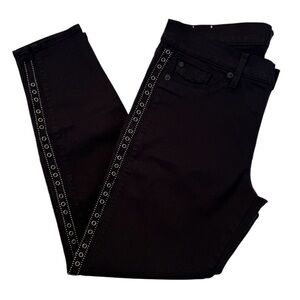 Hudson Ankle Luna Grommet Super Skinny Black Jeans Women’s size 32 Made In USA